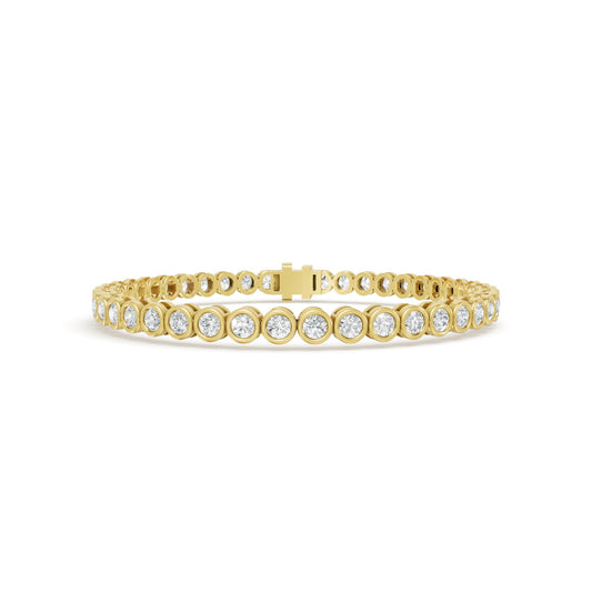 4.34 ctw Diamond Bezel 14K Yellow Gold Tennis Bracelet