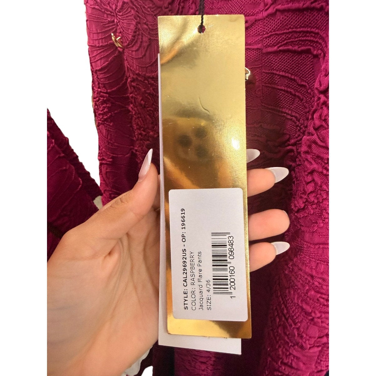 PatBO Knit Embroidered Jacquard High Waist Flared Pants