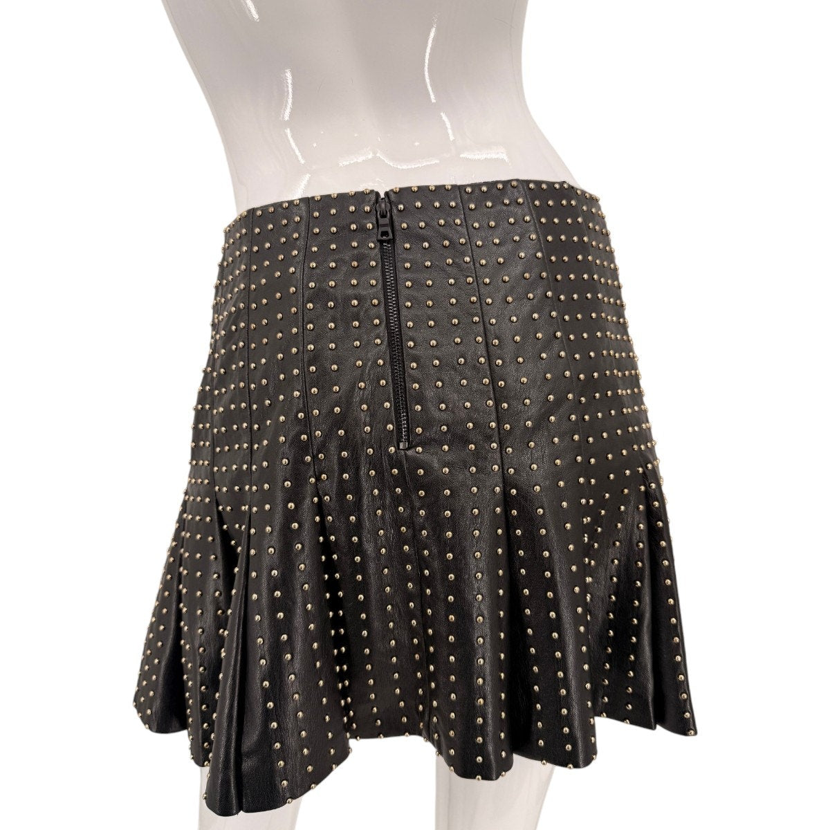 Alice + Olivia Faux Leather Studded Pleated Mini Skirt