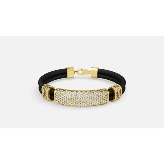 3.24 ctw Diamond Rubber Bracelet 14K Yellow Gold Men's Bracelet