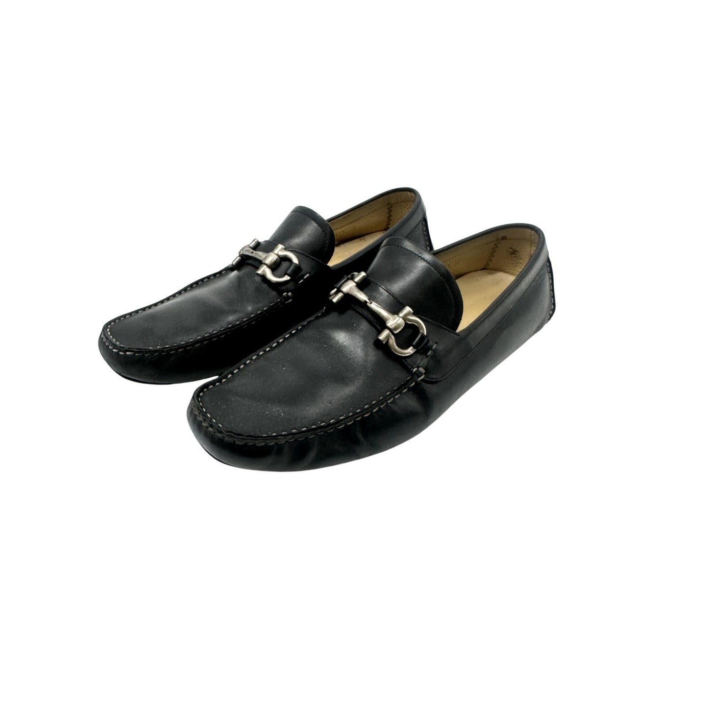 Salvatore Ferragama Leather Gancini Moccasin Driver Loafers