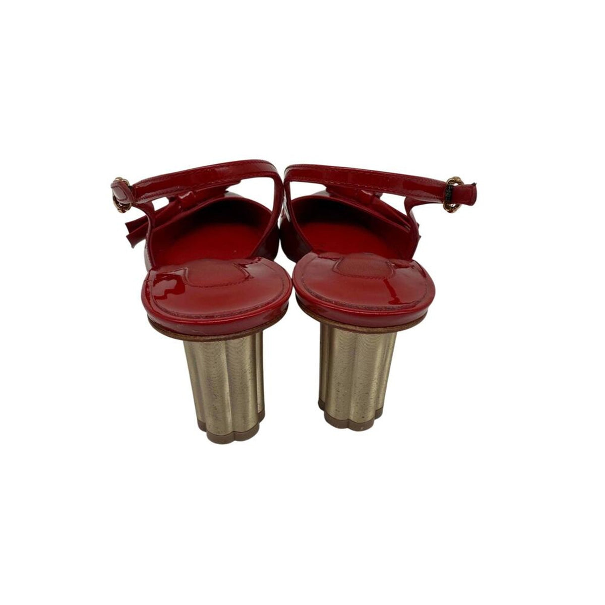 Salvatore Ferragamo Red Patent Leather Aulla Slingback Heels