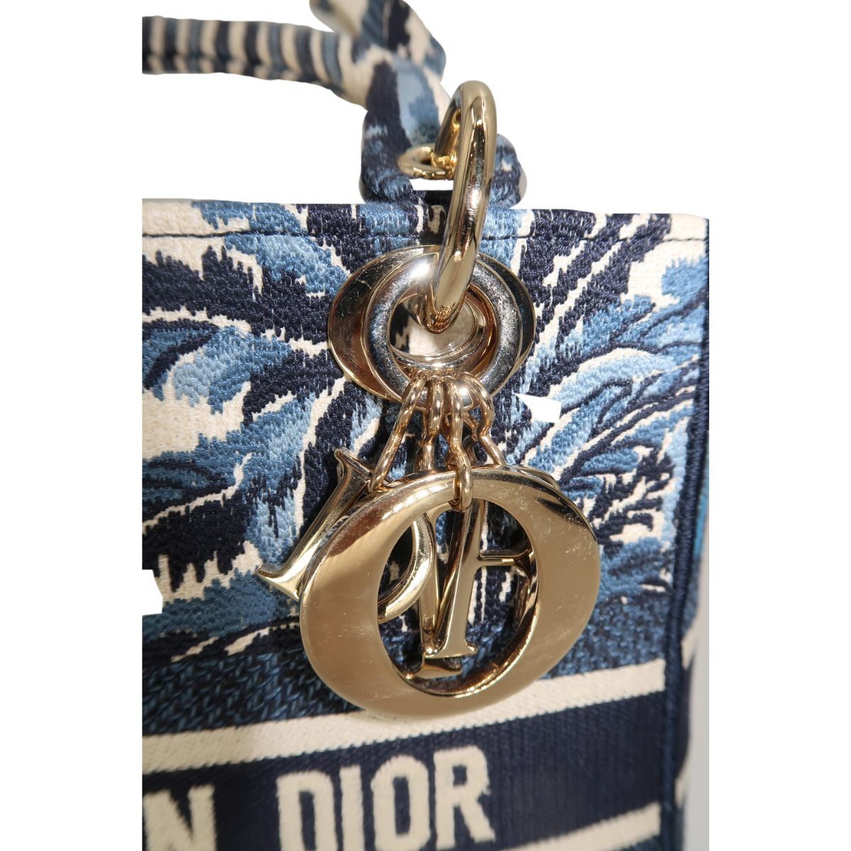 Christian Dior Canvas Embroidered Lady D-Lite Palm Tree Toile De Jouy Bag