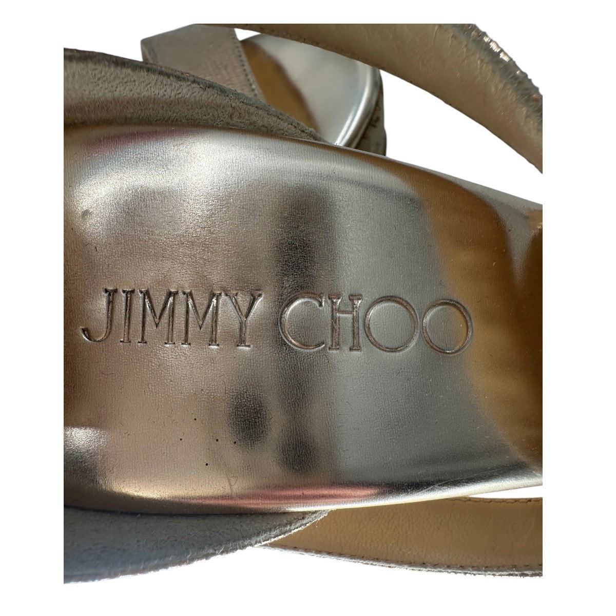 Jimmy Choo Metallic Leather Portia Cork Wedge Sandals