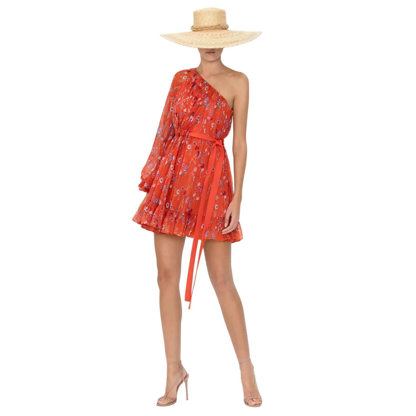 Alexis Edyta One Shoulder Ruffle Long Sleeve Floral Mini Dress