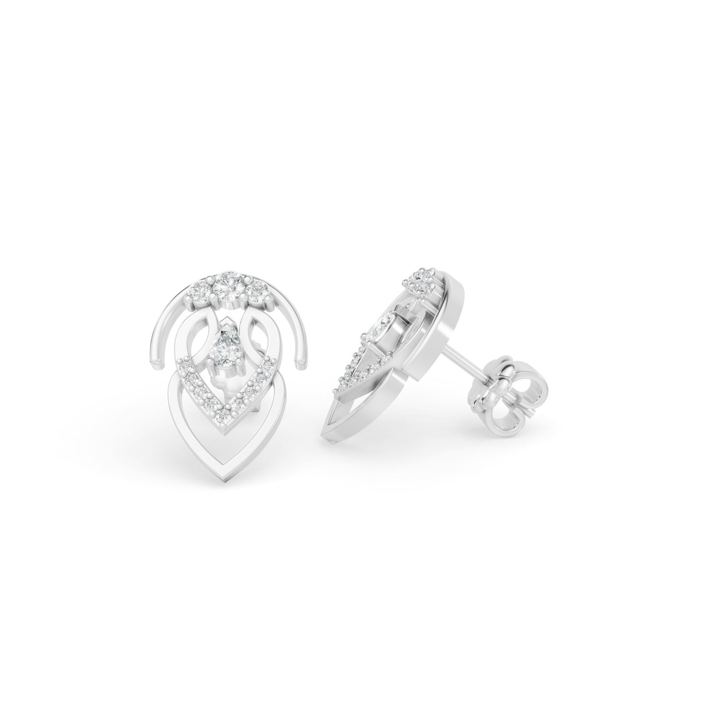 0.32 CTW 14K White Gold Diamond Baroque Stud Earrings