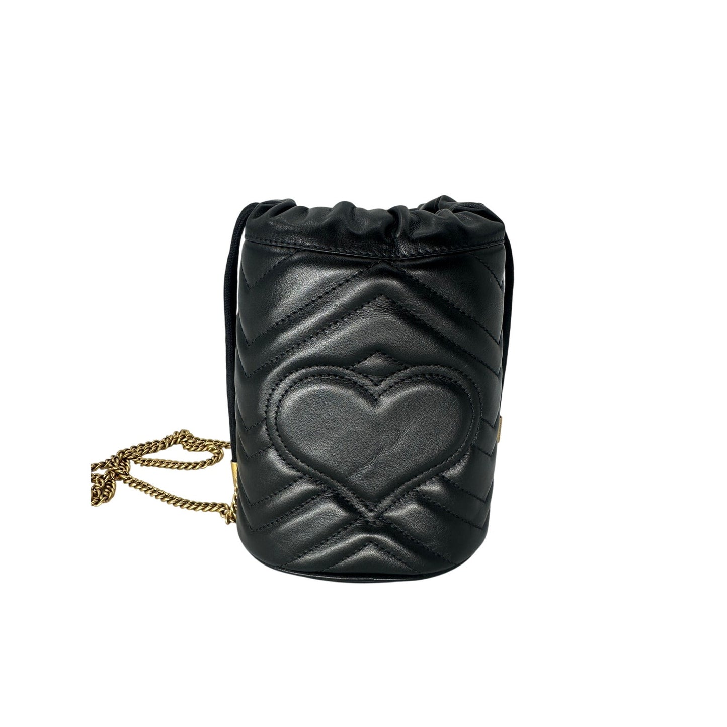 Gucci Leather Quilted GG Marmont Mini Bucket Bag