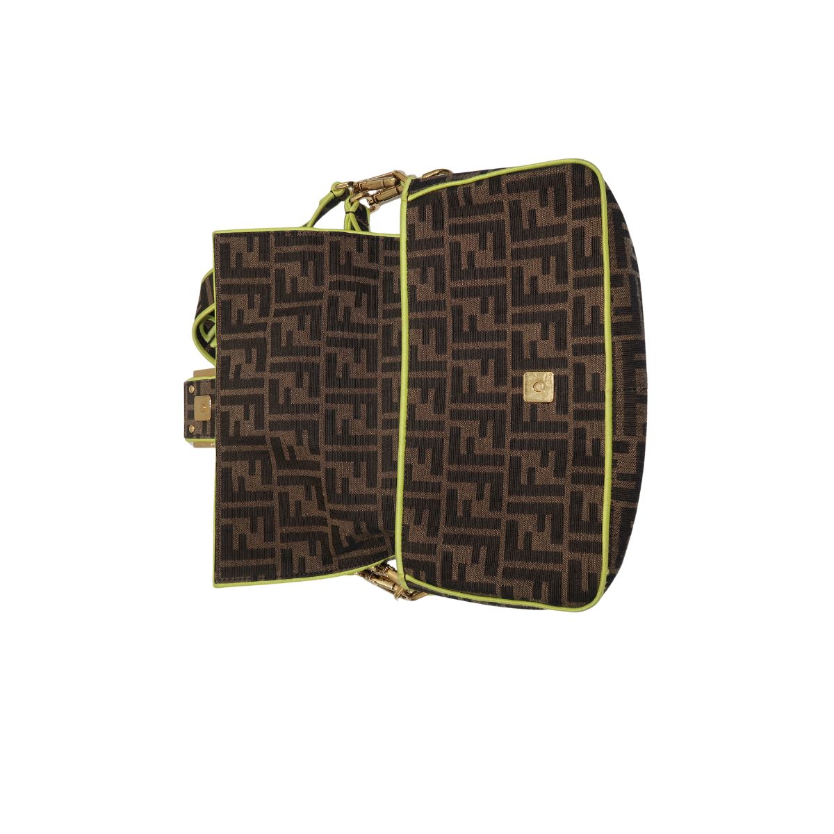 Fendi Zucca Embroidered FF Logo Canvas Baguette Shoulder Bag
