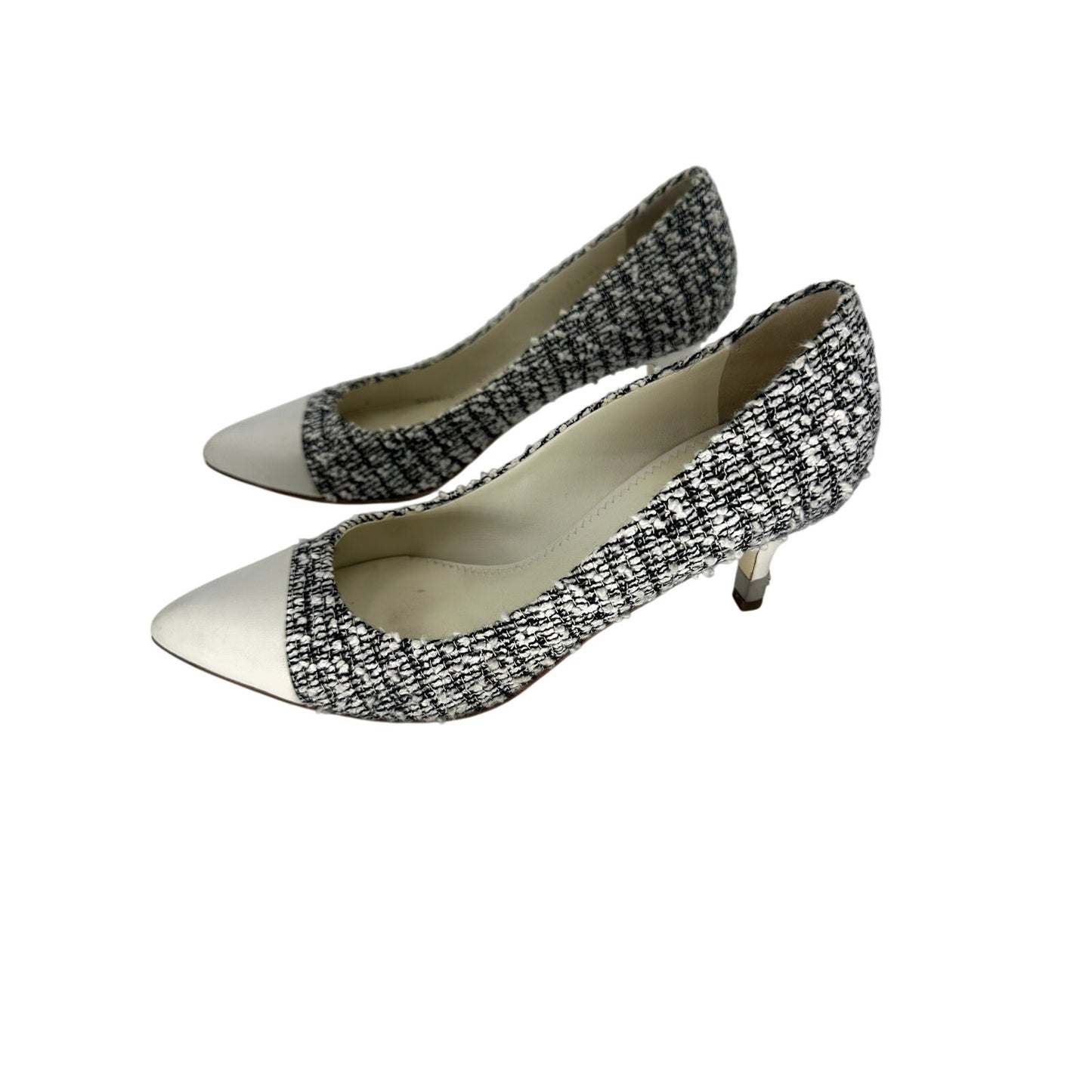 Chanel Tweed Slip-On Pointed Cap Toe Pumps Heels