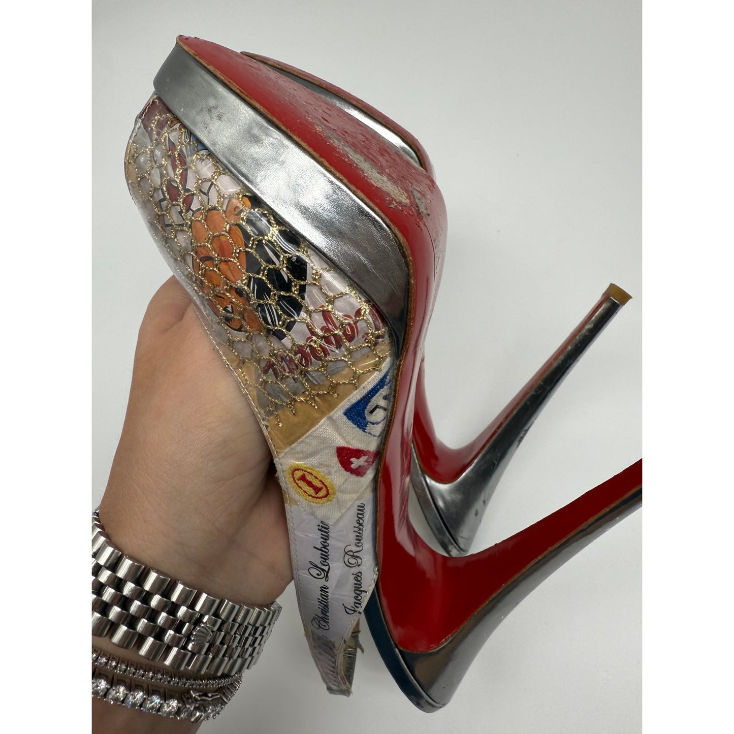 Christian Louboutin PVC Print Slingback Pumps Women's