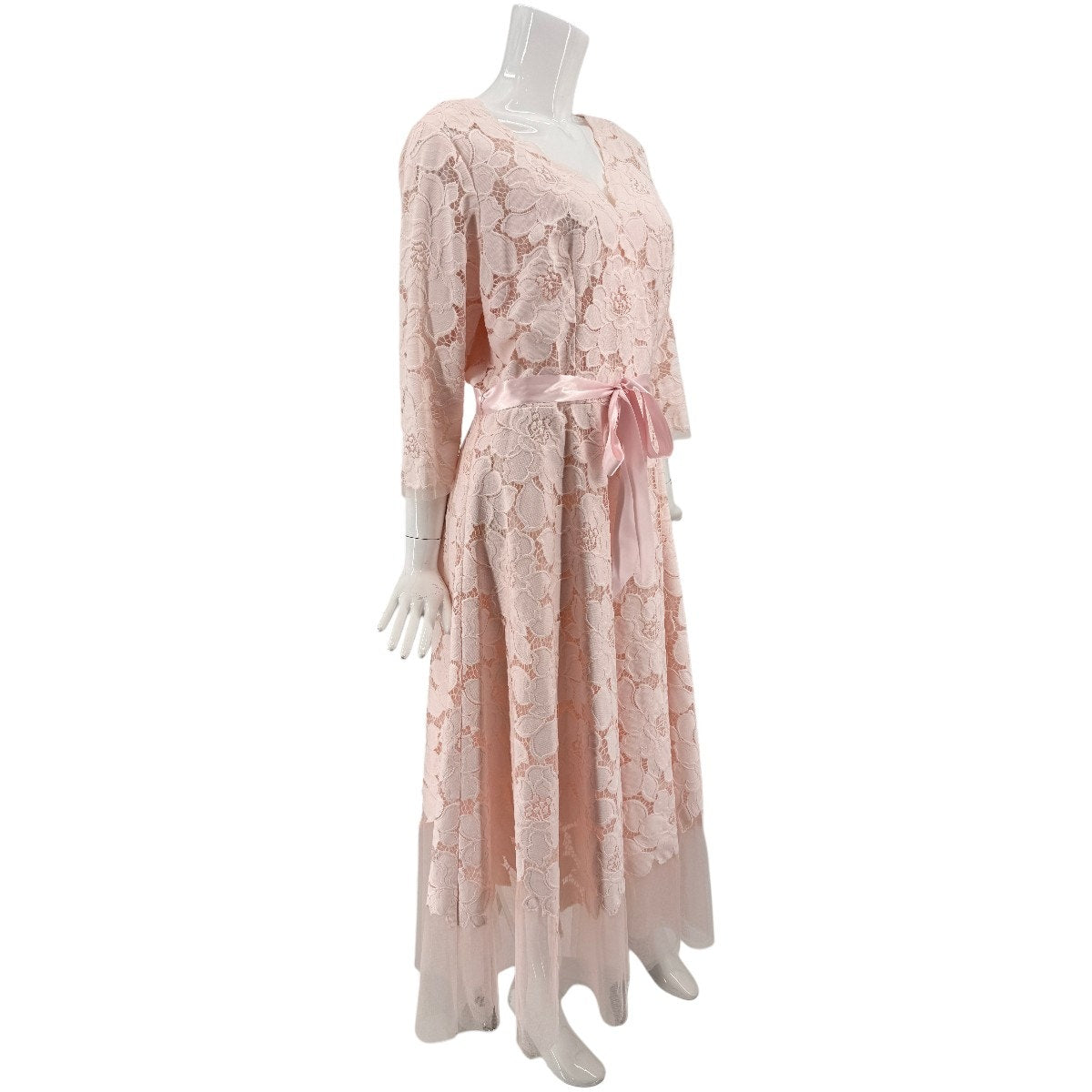 Rickie Freeman Teri Jon Blush Pink Lace Tulle Fit Flare Midi Dress