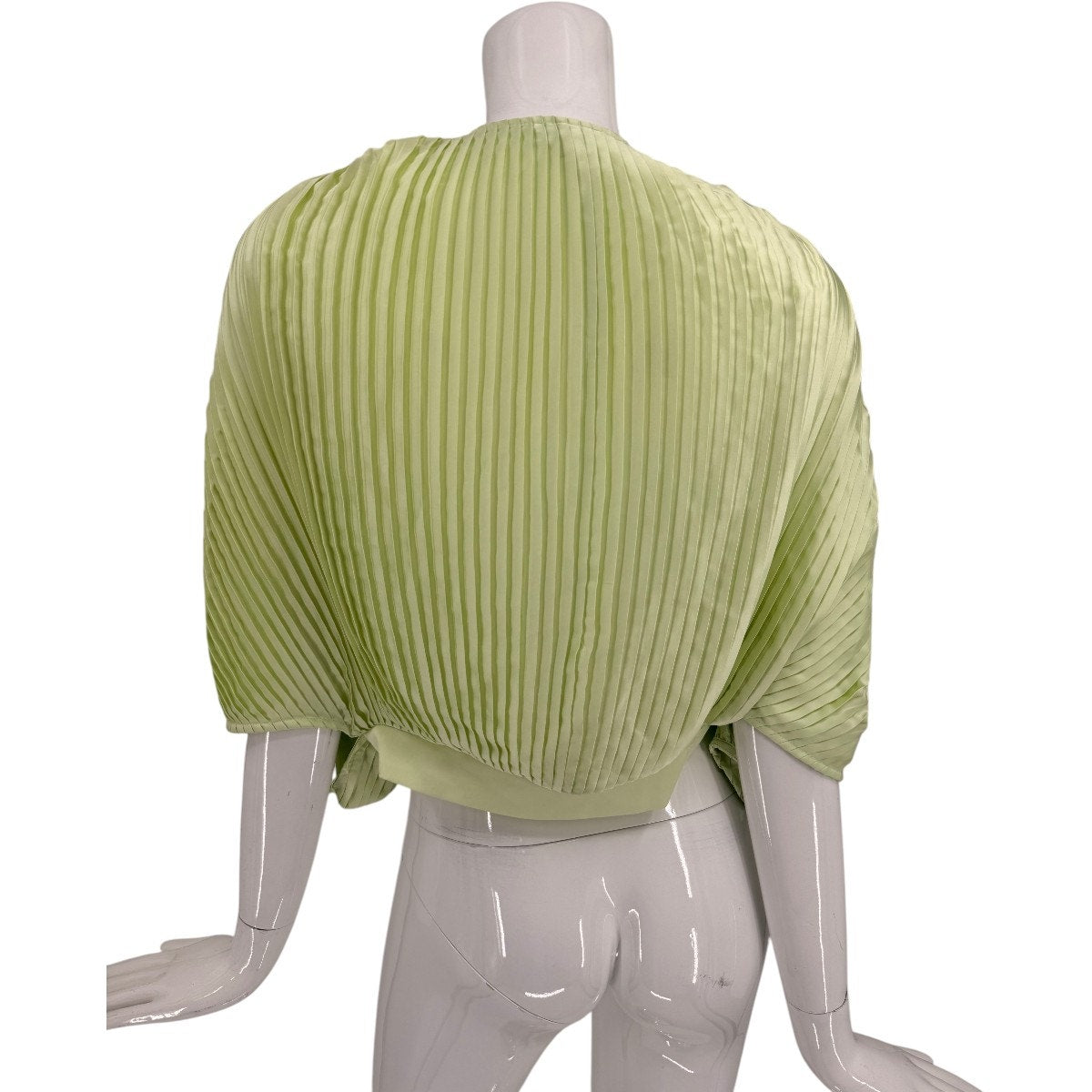 LPA Satin Morgan Front Tie Plunge Neck Pleated Blouse