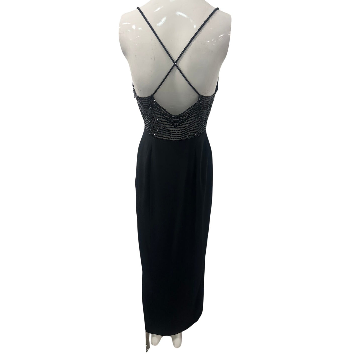Niteline by Della Roufogali Black Beaded Strappy Formal Maxi Dress