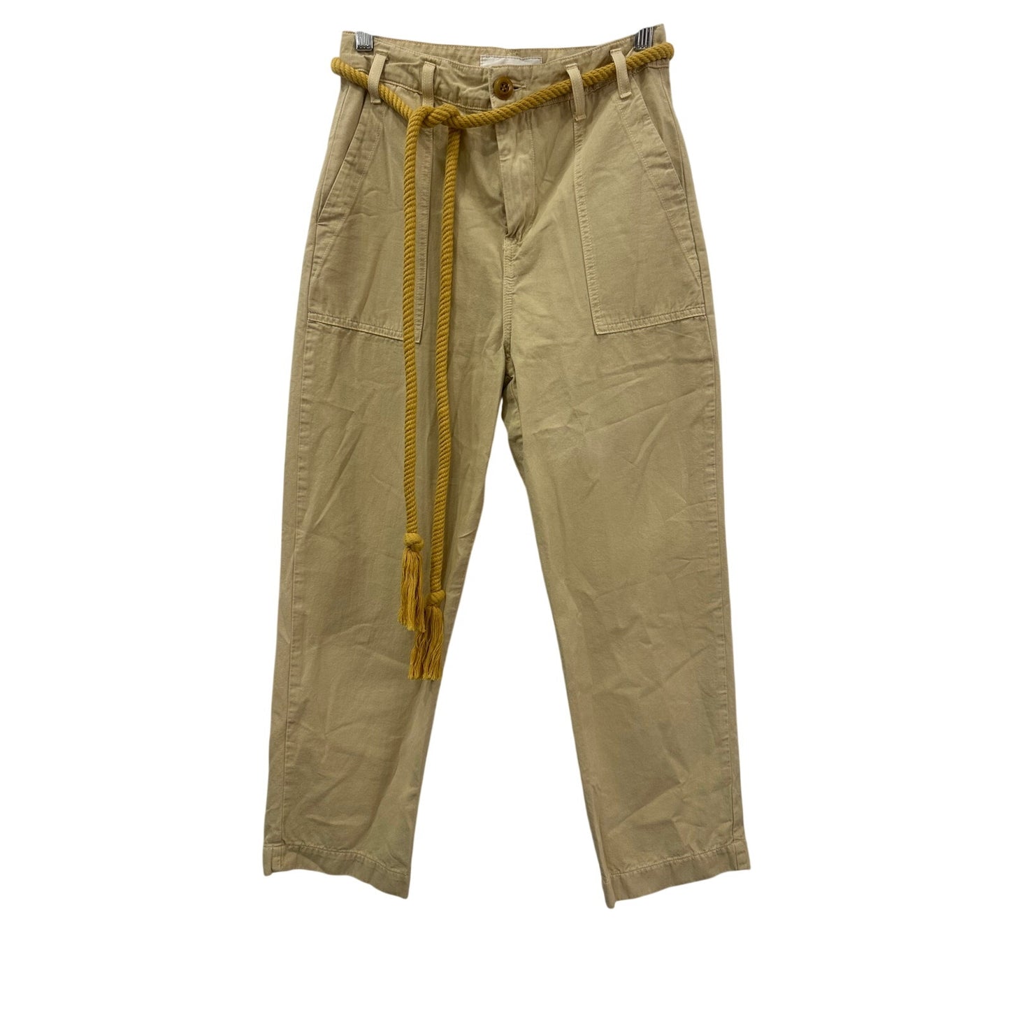 The Great Washed Safari Brown Cotton The Voyager Rope Belt Crop Pants Women's
