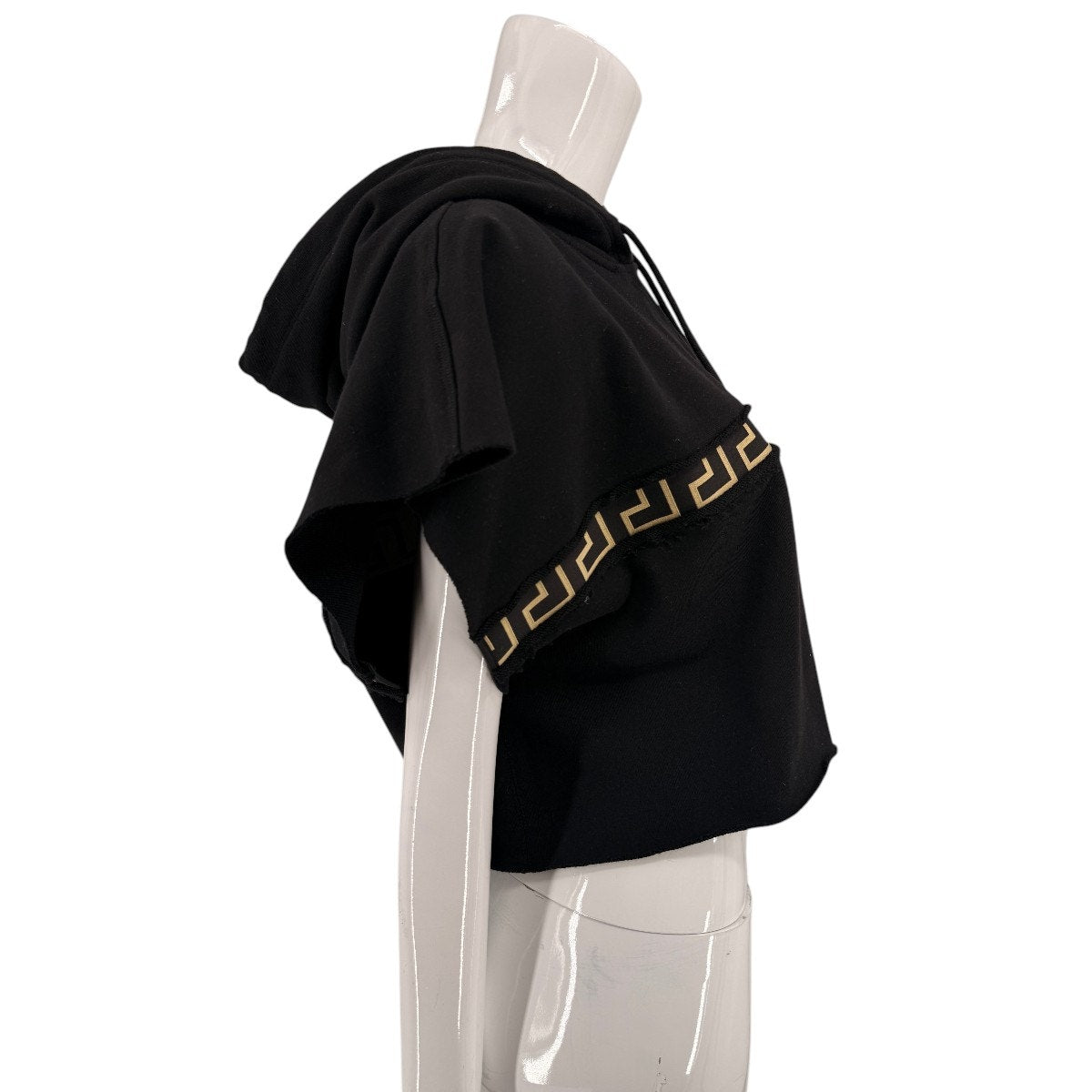 Versace Tex Felpa Artico Greca Border Jersey Cropped Hoodie Sweatshirt