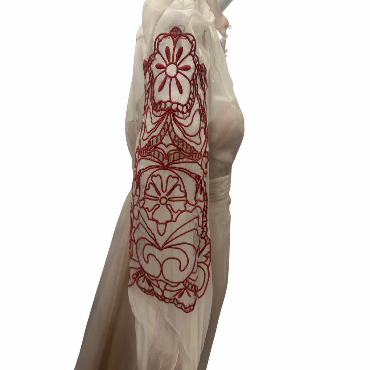 Karen Millen Organdie Embroidered Woven Long Sleeves Midi Dress