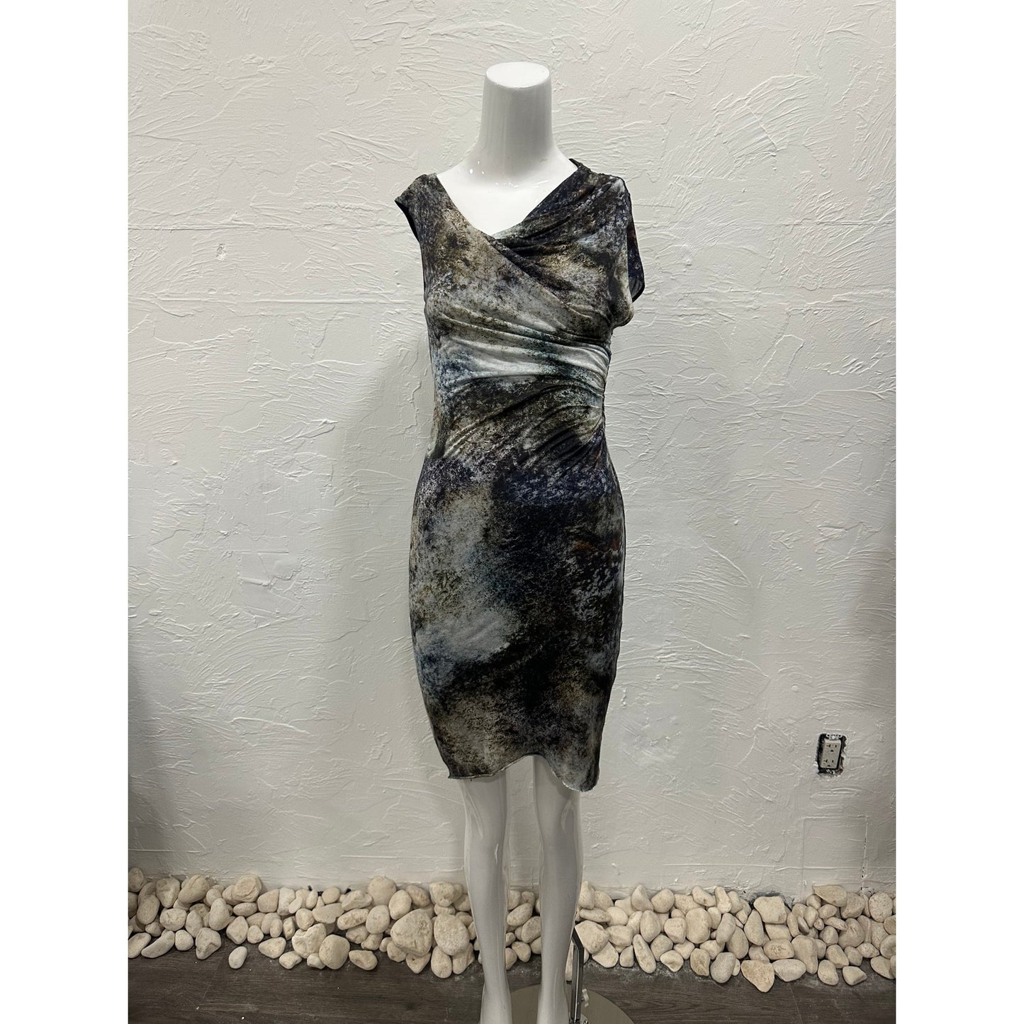 Helmut Lang Micro Modal Oxide Print Star Knee Length Dress