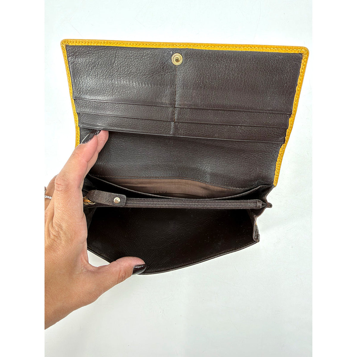 Loewe Anagram Grained Leather Long Flap Wallet Mustard Yellow