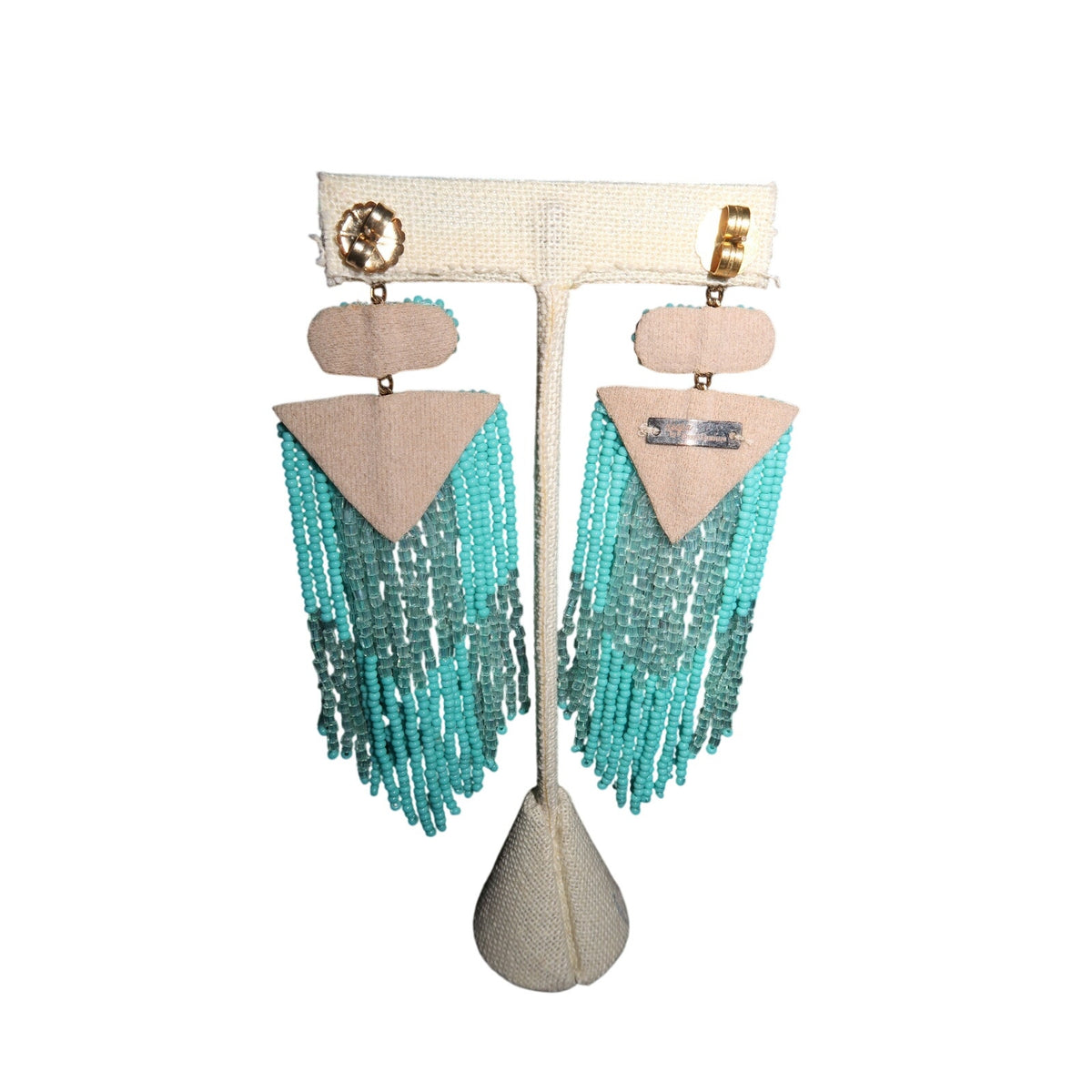 Deepa Gurnani Jody Earrings Turquoise Beaded Statement Fringe