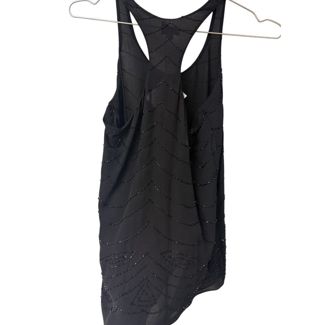 Parker Black Beaded Accent Racerback Tank Top Women's Size XS