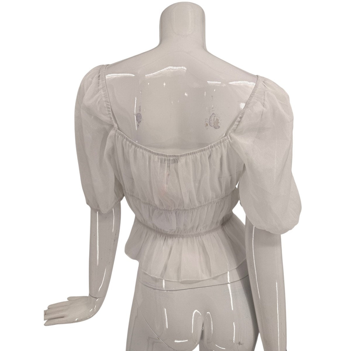 More to Come Olivera Sheer Off The Shoulder Puff Sleeves Blouse Top White Size M