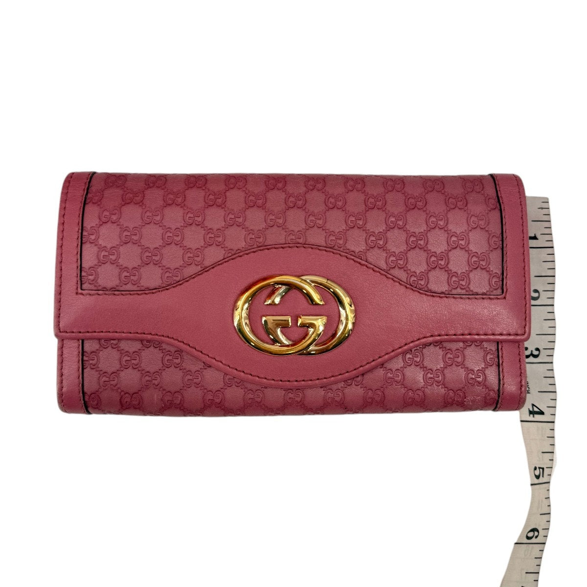Gucci Microguccissima Embossed Leather Continental Wallet Pink Women's OS