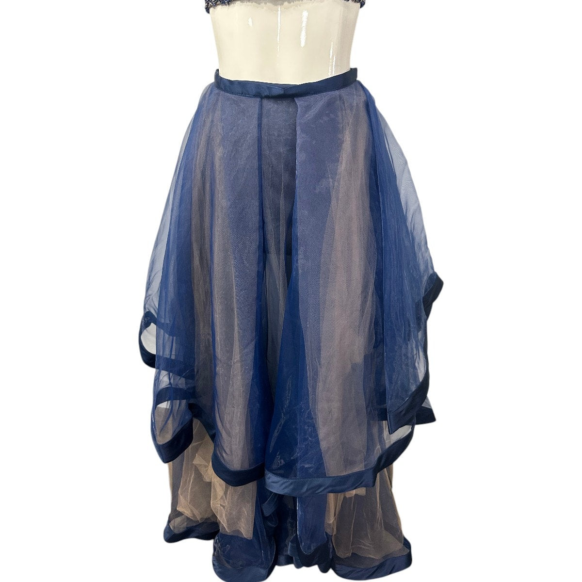 Glamour By Terani Couture Beaded Top Mesh Organza Ballgown Skirt Set