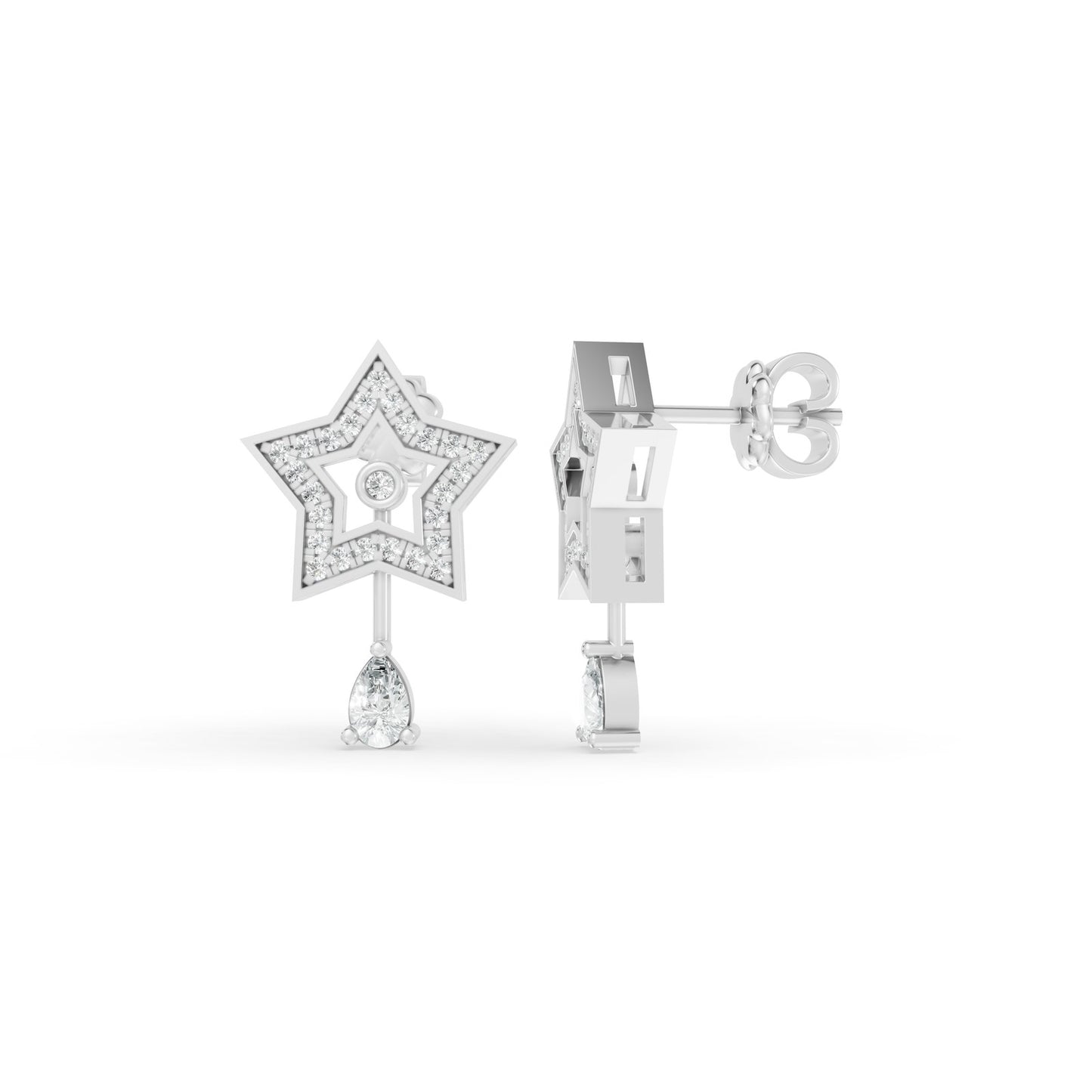 0.46 CTW 14K White Gold Diamond Stud Drop Earrings