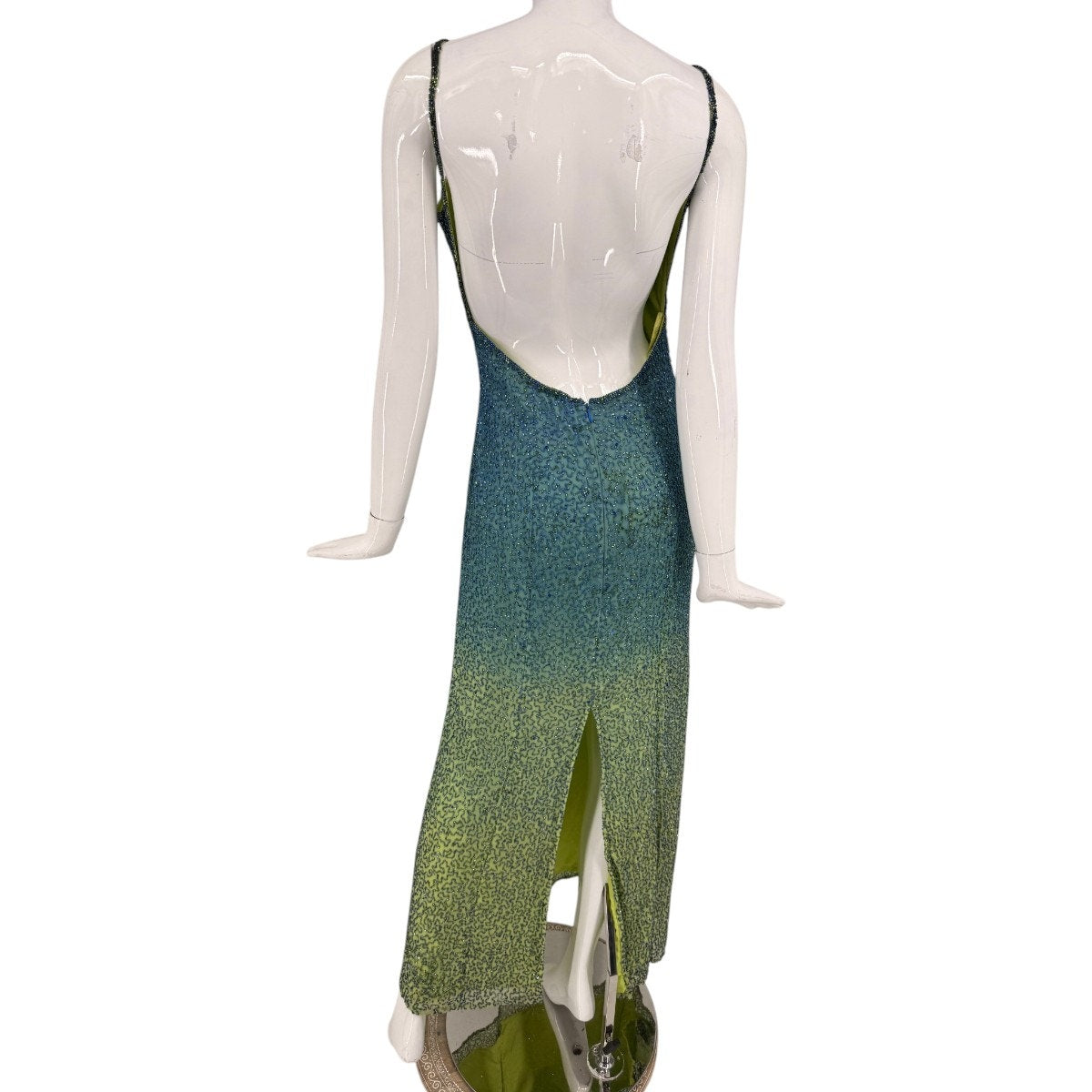 Mia Bella Silk Beaded Ombre Low Back Maxi Dress