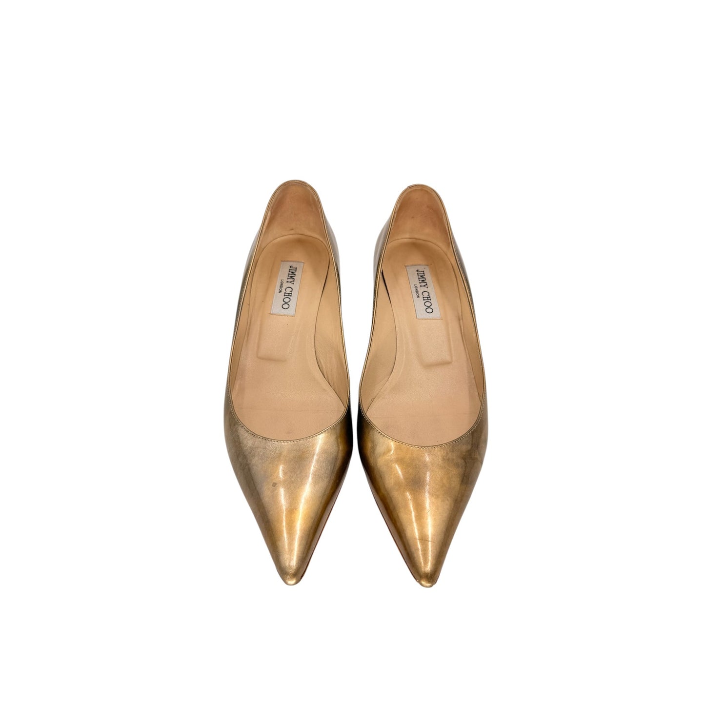 Jimmy Choo Leather Metallic Aza Pointed Toe Pumps