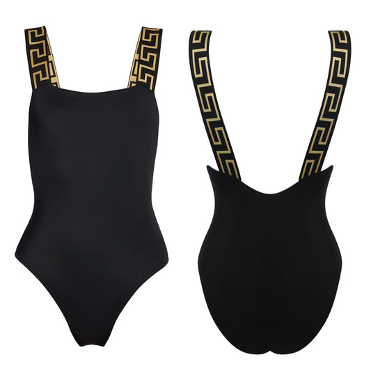 Versace La Greca Square Neck Sleeveless One-Piece Swimsuit