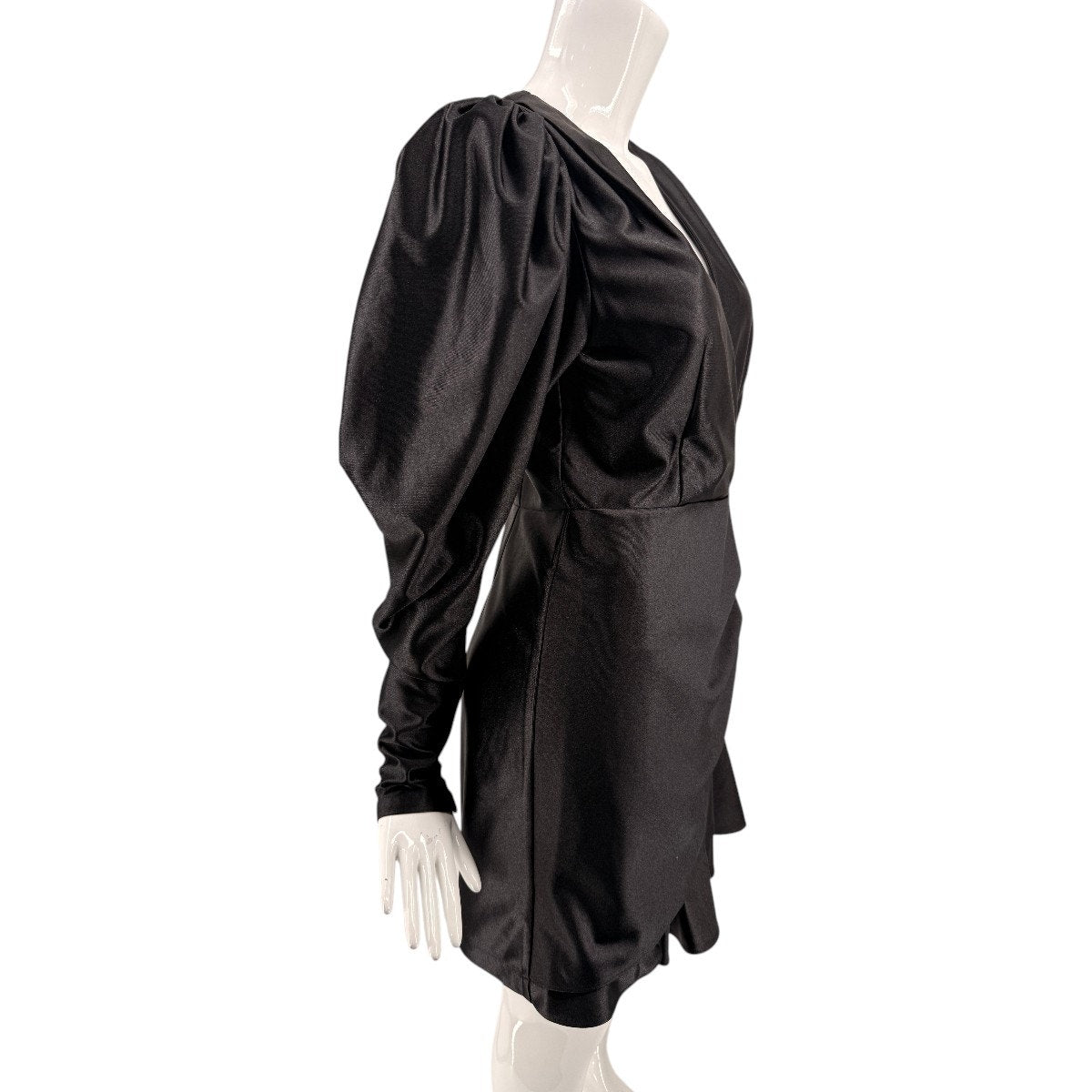 Rotate Birger Christensen Satin Puff Sleeve Wrap Mini Dress