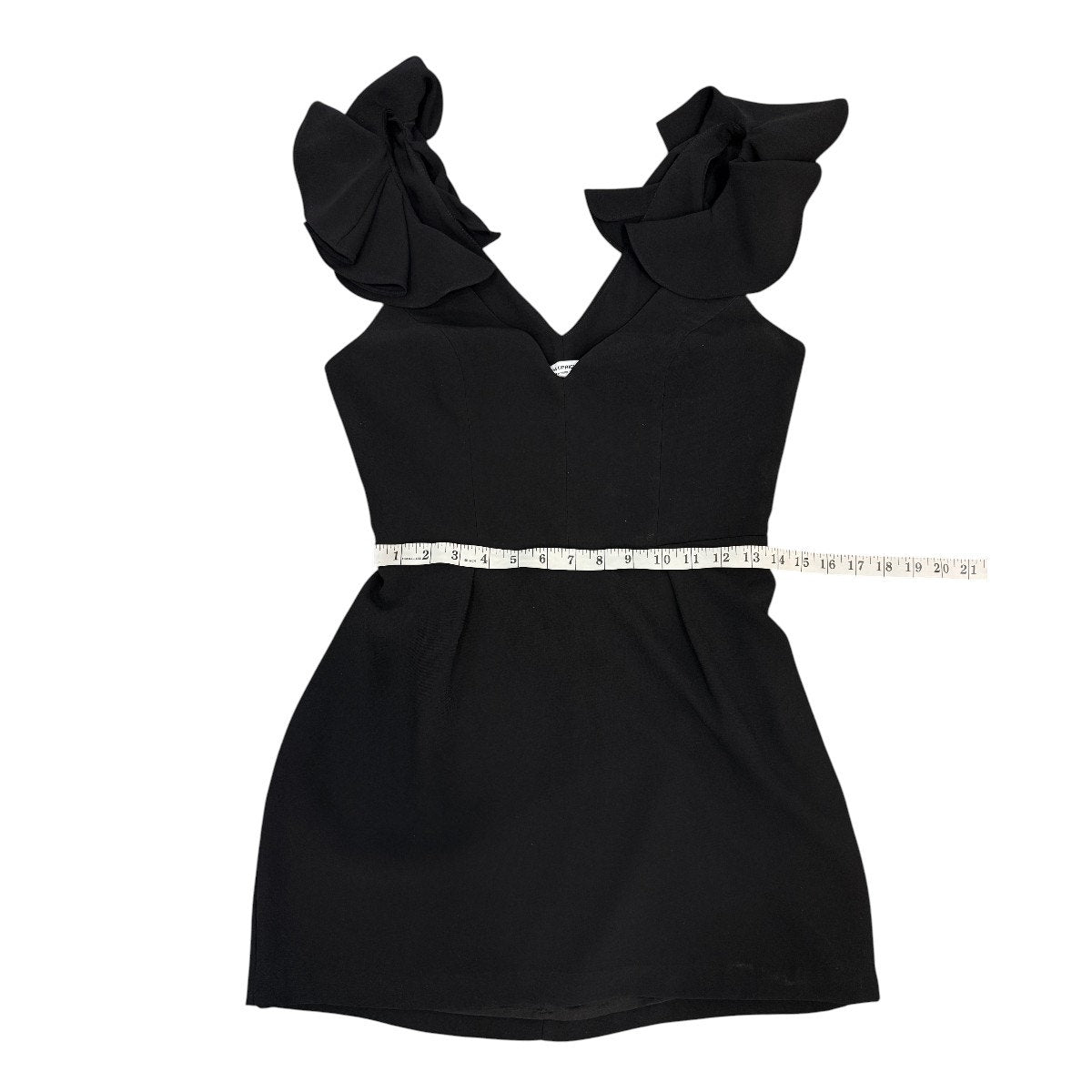Amanda Uprichard Gimlet Ruffle V-Neck Mini Dress Black Women's Size Medium