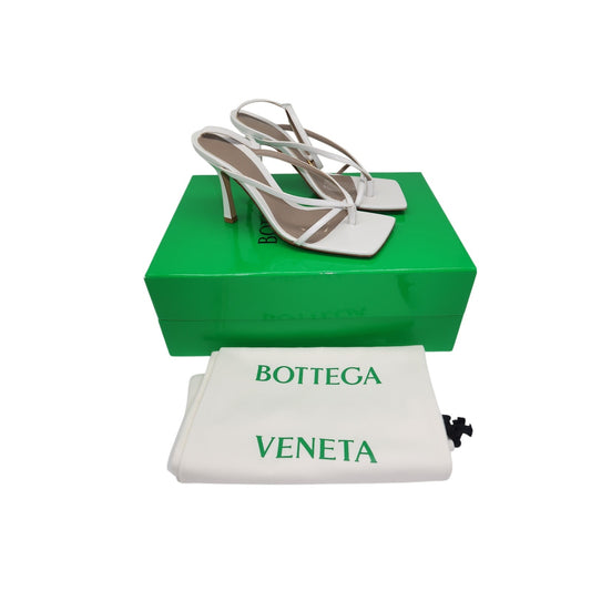 Bottega Veneta White Leather Square Toe Sandals