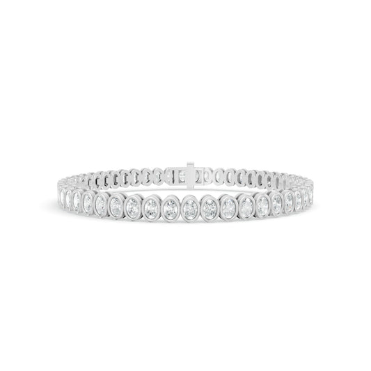 3.32 ctw Diamond Oval Bezel 14K White Gold Tennis Bracelet