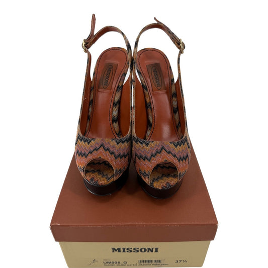 Missoni Knit Fabric Peep Toe Platform Slingback Sandals