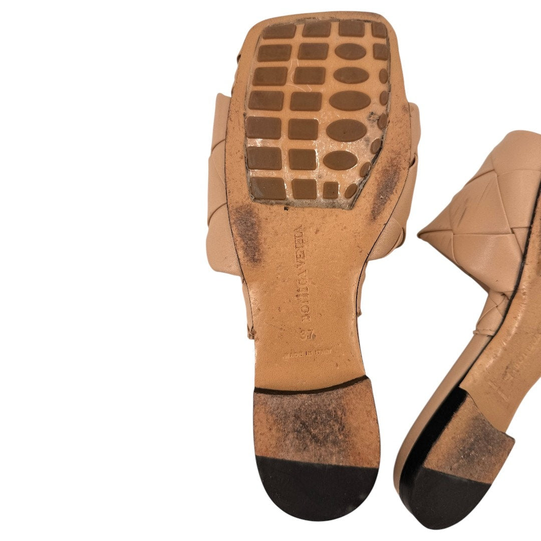 Bottega Veneta Lido Intrecciato Leather Flat Slide Sandals