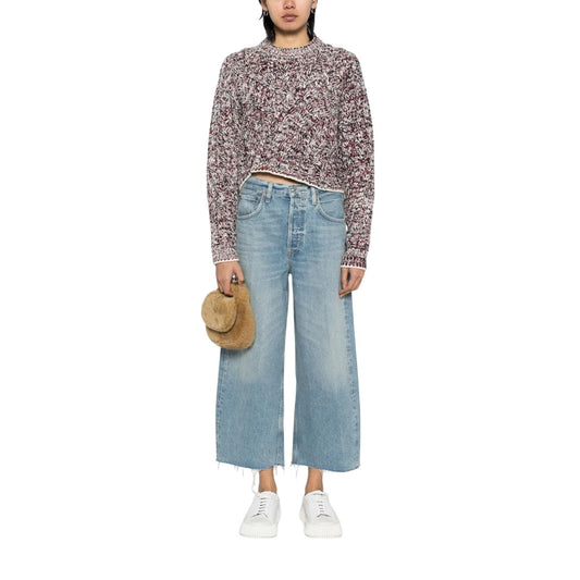 Citizens of Humanity Blue Ayla Cotton Denim Wide Leg Crop Jeans Women's