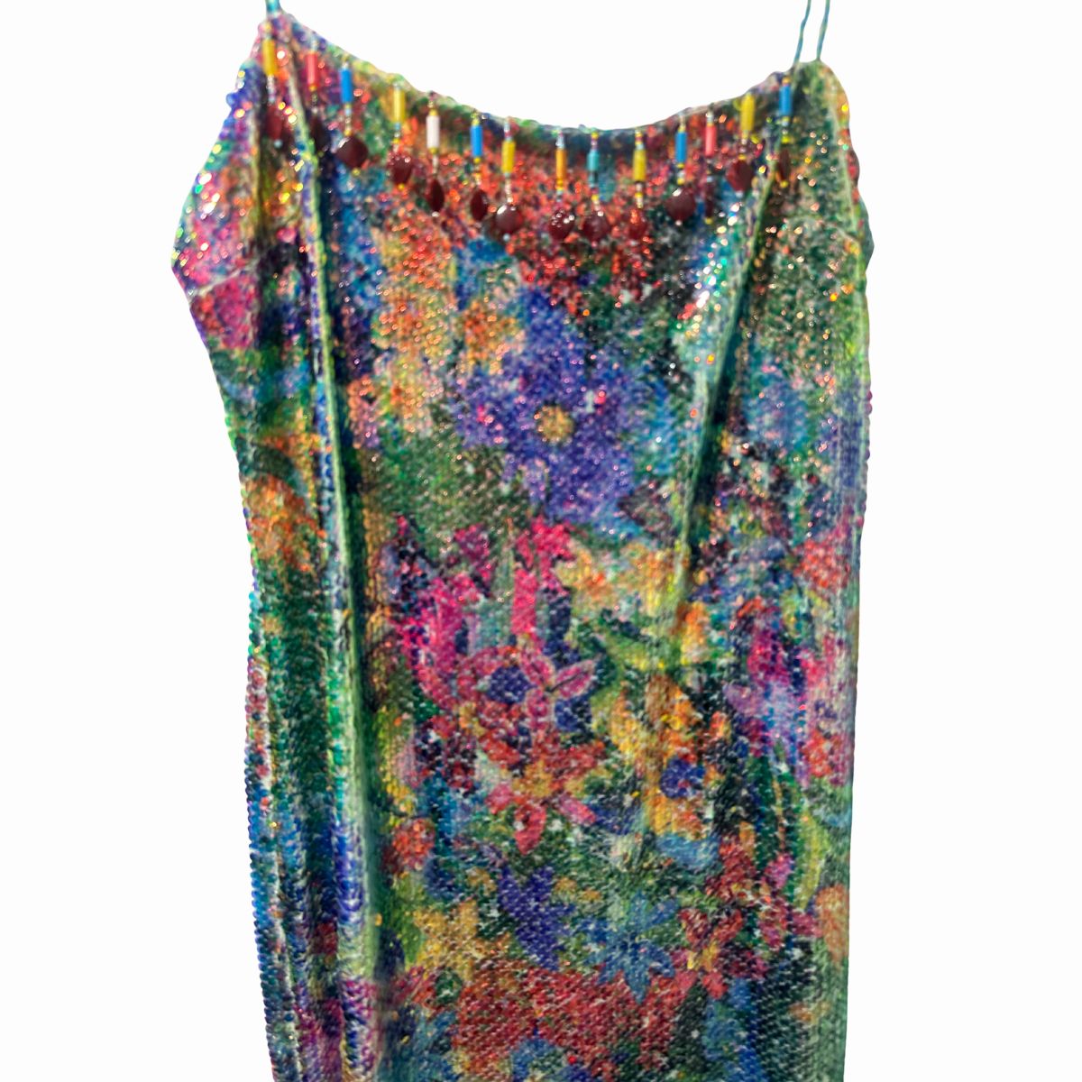Alexis Aiya Beaded Sequin Spaghetti Strap Midi Dress