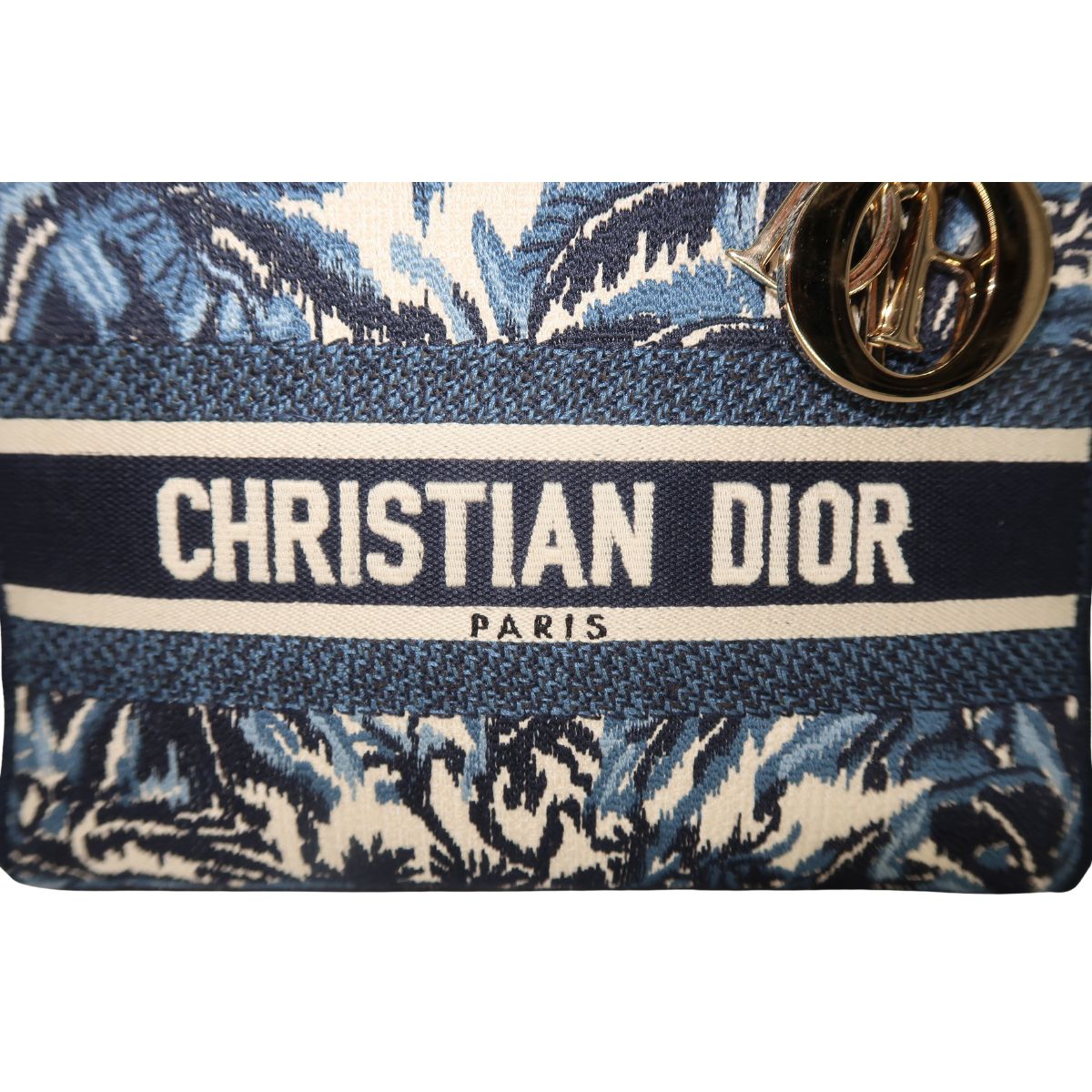Christian Dior Canvas Embroidered Lady D-Lite Palm Tree Toile De Jouy Bag
