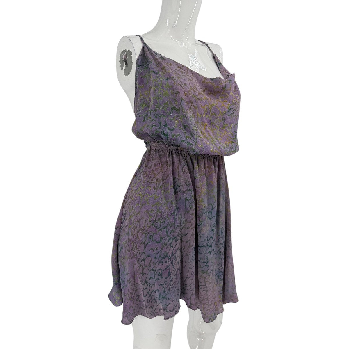 NWT Indah Tahani Silk Cowl Neck Printed Mini Dress