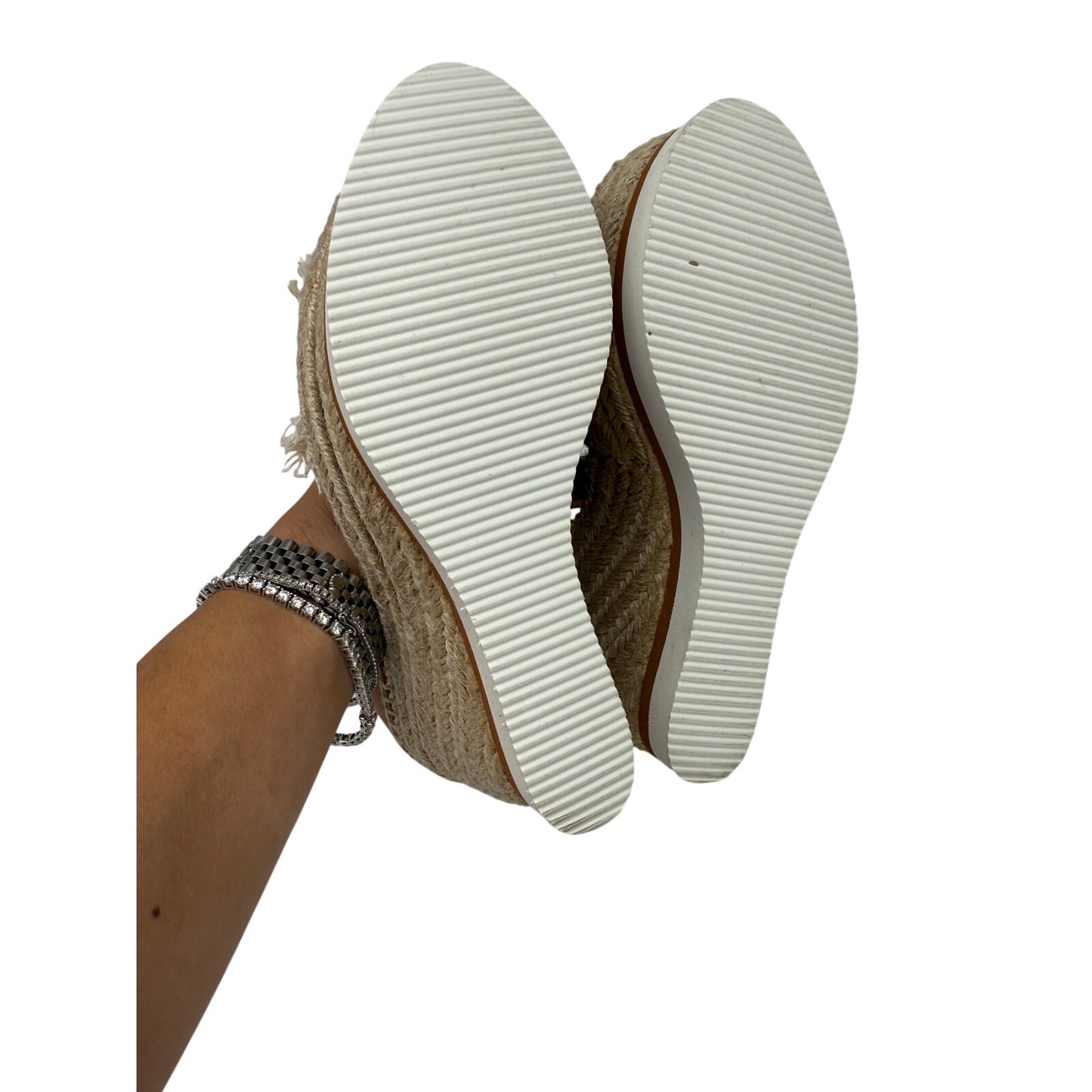 See by Chloe Leather Cotton Canvas Glyn Wedge Espadrille Sandals