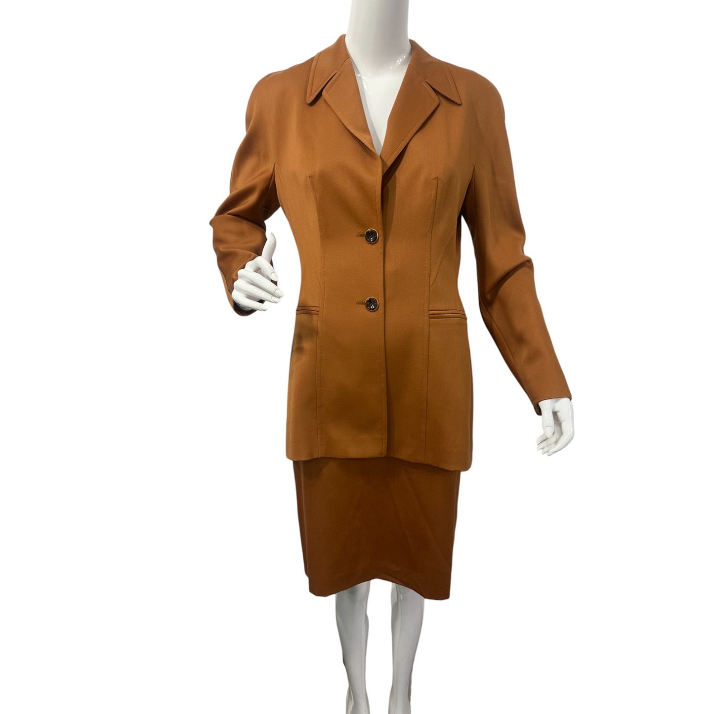 Escada Wool Blazer Jacket Knee Length Skirt Suit Set