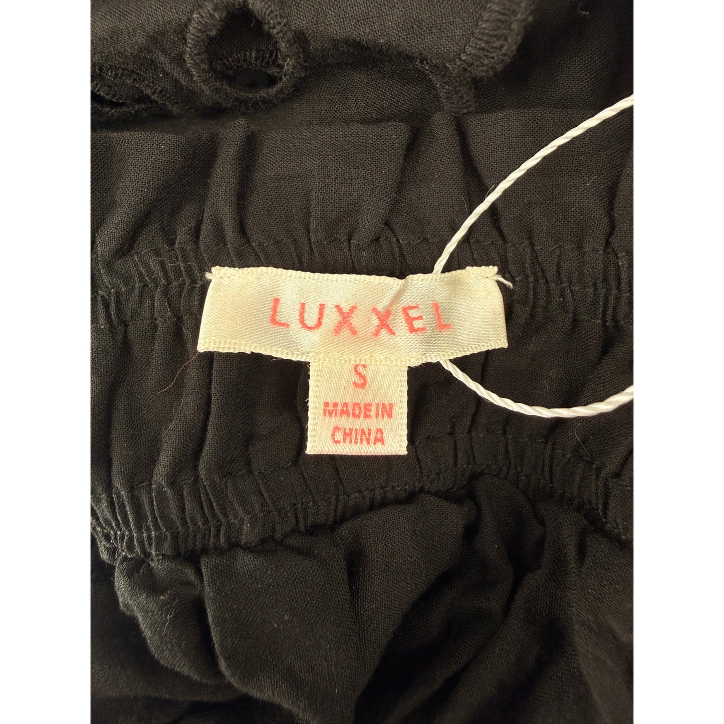 Luxxel Palm Chains Eyelet Embroidered Two Piece Maxi Skirt Set Black Women's S
