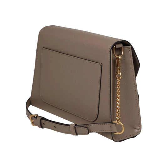 Balmain Emblème Calfskin Leather Shoulder Bag Taupe Brown