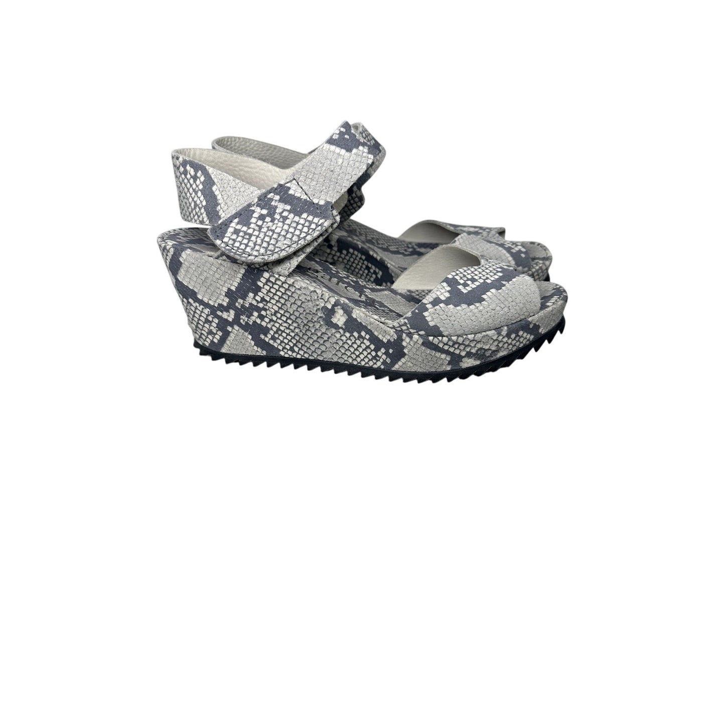 Pedro Garcia Leather Python Print Platform Wedge Sandals