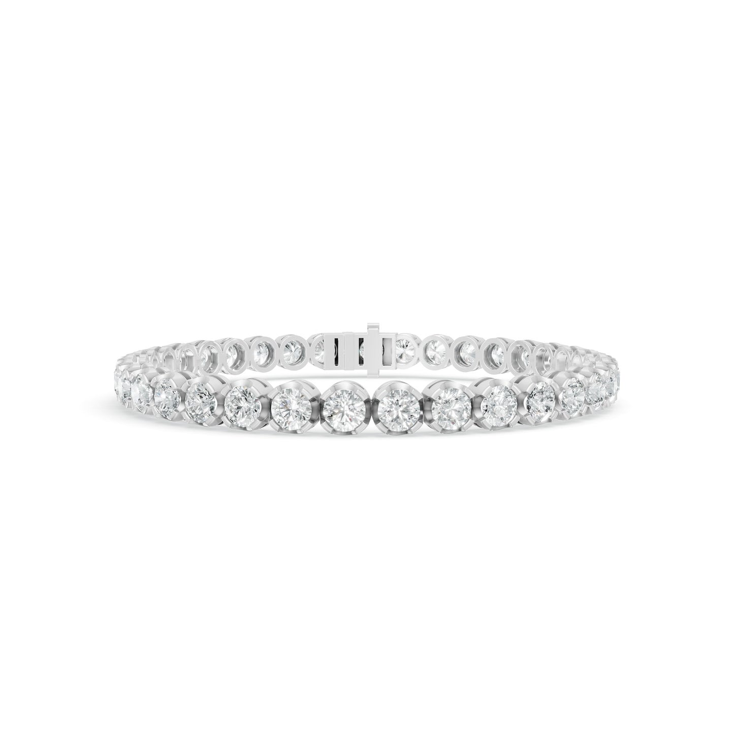 9.00 ctw Diamond Crown Collet 14K White Gold Tennis Bracelet