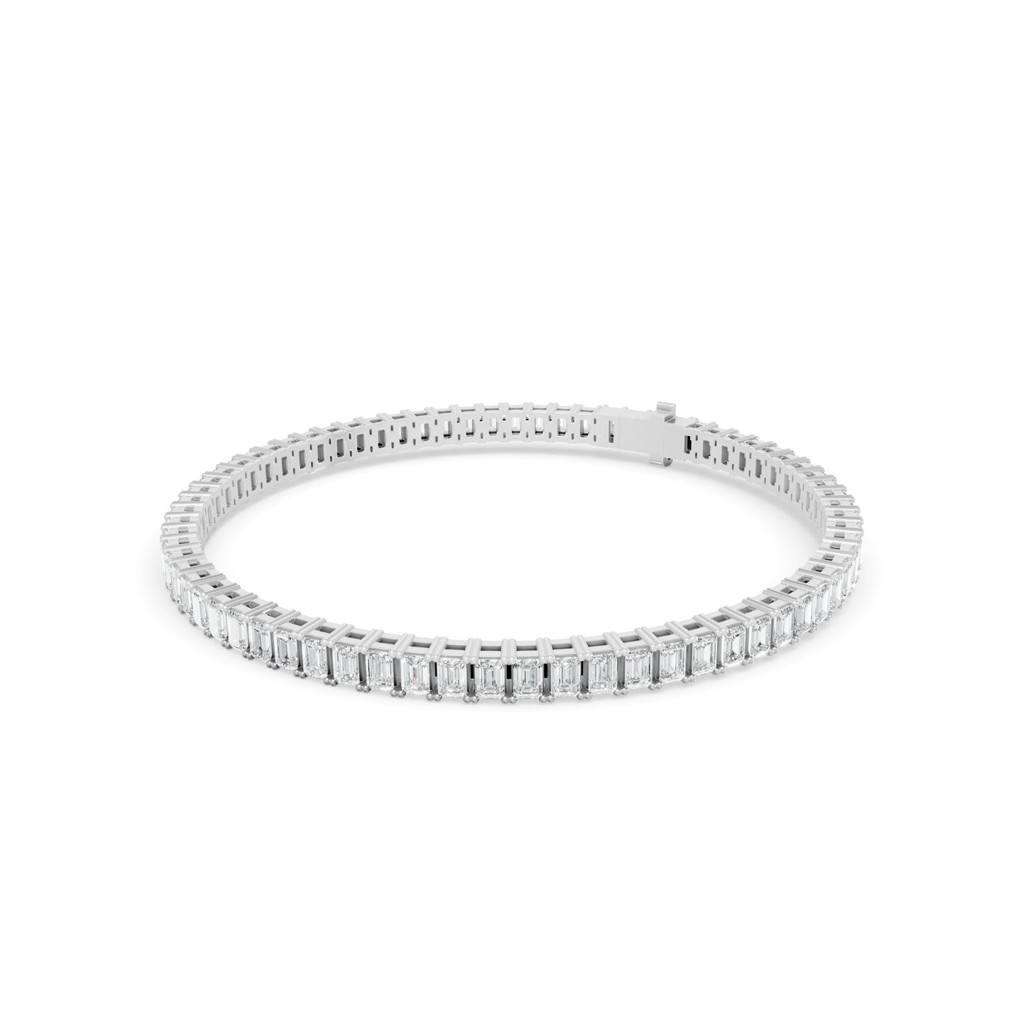 6.11 ctw Diamond Emerald Cut 14K White Gold Tennis Bracelet