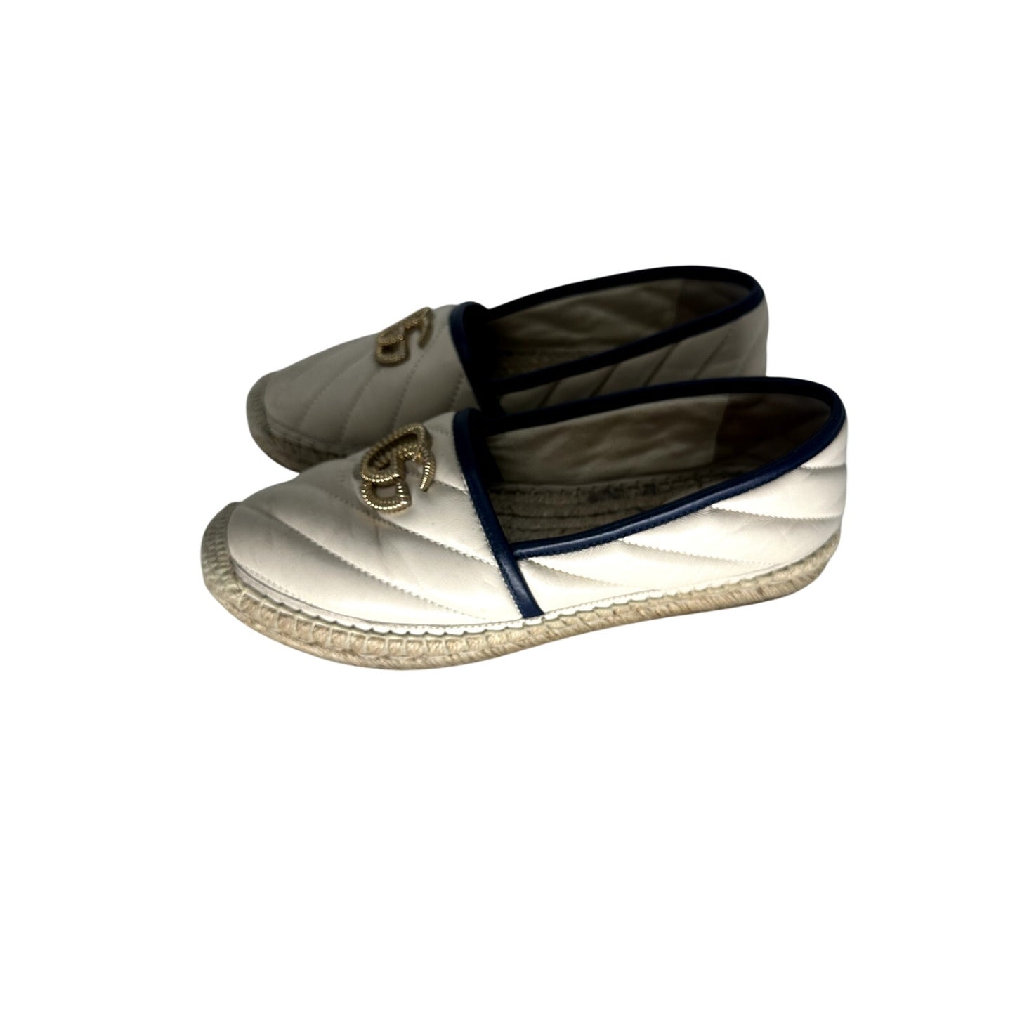 Gucci Leather Quilted GG Logo Espadrille Flats