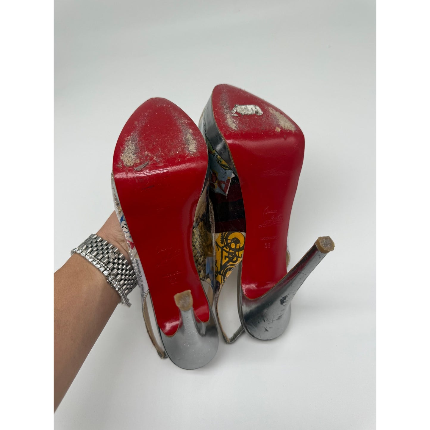 Christian Louboutin PVC Print Slingback Pumps Women's